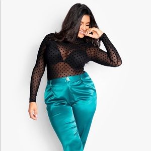 Fly High" Turtleneck Bodysuit- Black 3X